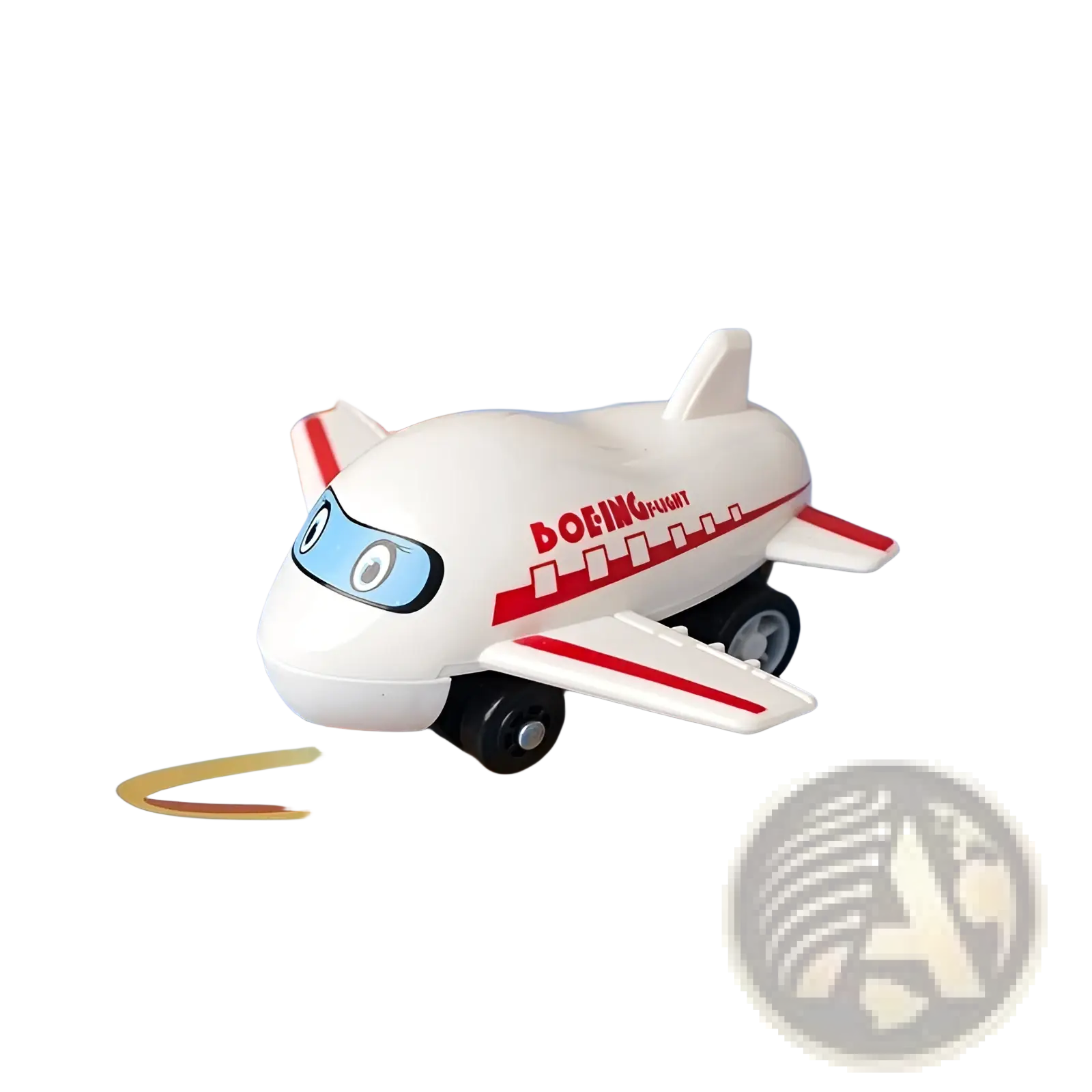 White and red diy electric track puzzle airplane toy with boeing flight print cartoon eyes and black wheels for education