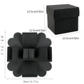 Black cardboard diy explosion photo album gift box with square top and petal-shaped flaps exploded view