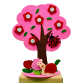 Diy felt seasonal tree craft kit featuring a vibrant pink felt tree with red flowers green leaves ladybug and snail