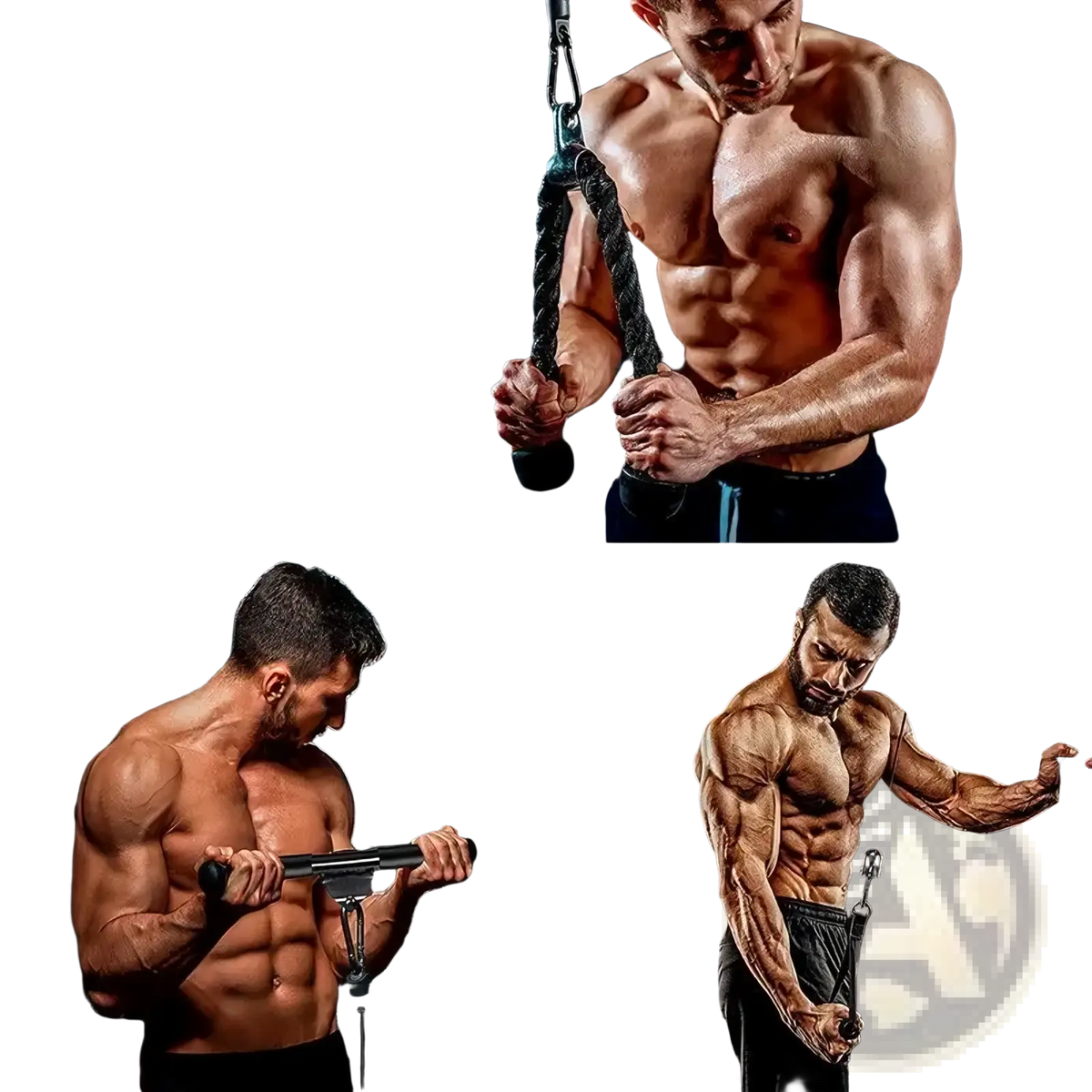 Black tricep rope with detachable handles made of durable material for diy home gym cable pulley system lat pulldown training