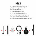 Black plastic diy home gym cable pulley system with metallic silver hook and axle for lat pulldown exercises