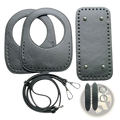 Diy leather handbag making kit 8-piece set with black leather panels adjustable strap metal hardware and decorative stitching