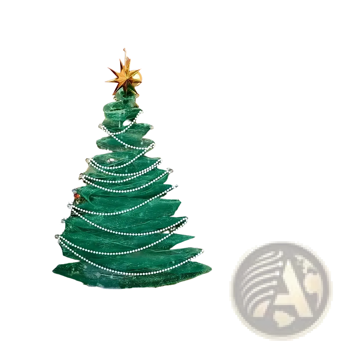 Diy mesh christmas tree window decoration kit featuring a green tree with white pearl beads and a golden star topper