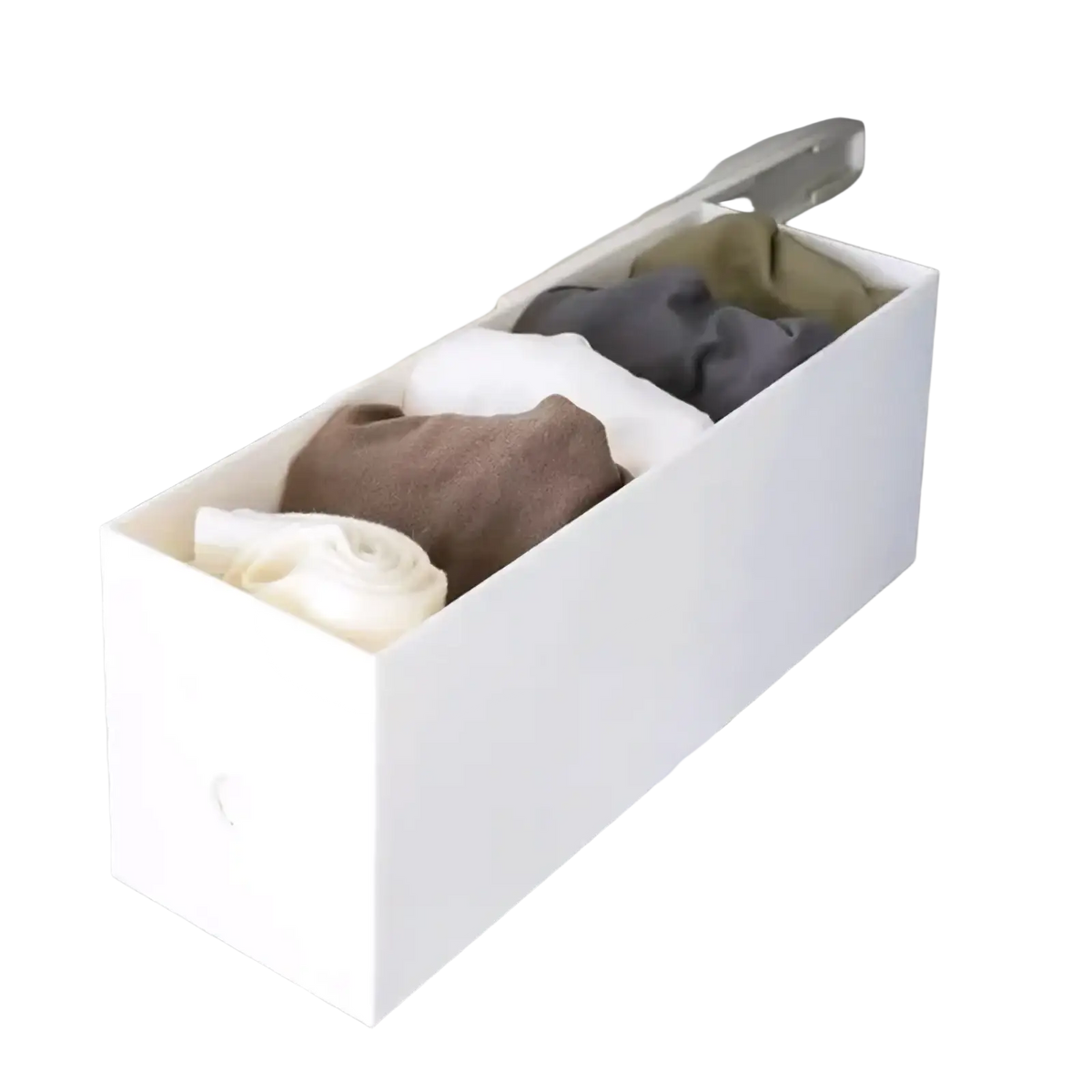 White rectangular plastic drawer organizer with sleek minimalist design for diy storage basket track drawer slides