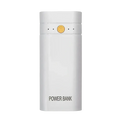 White diy power bank box with usb type-c port featuring a gold power button and four indicator dots labeled power bank