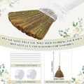 Diy wedding jumping broom with brown bristles decorated with a silver embellished band and scattered white pearls