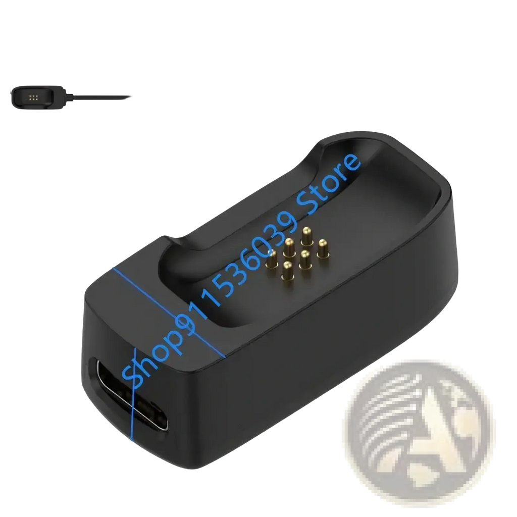Black plastic dji mic mini charging dock with gold contact pins and usb-c port for portable charging base