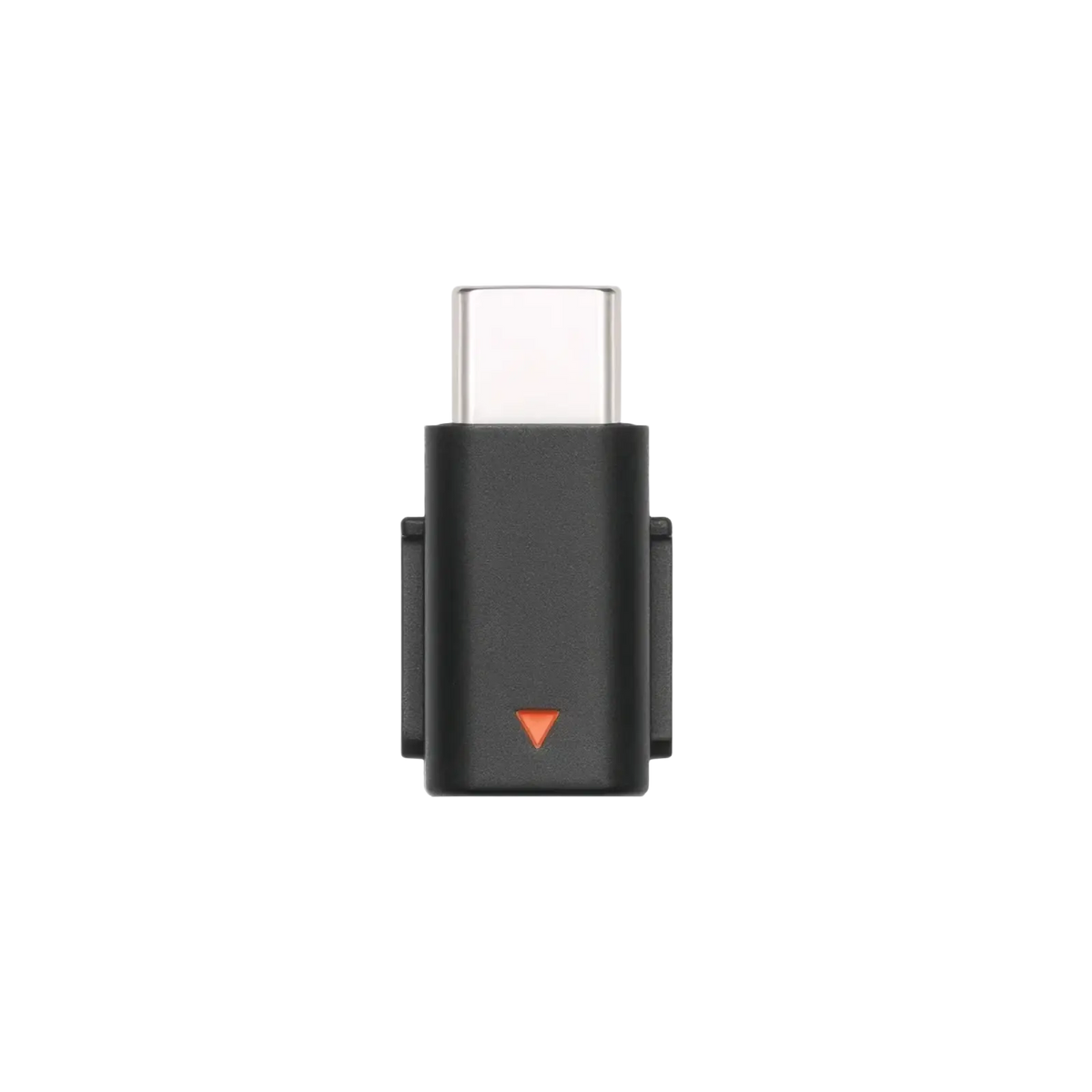 Black usb-c to 3.5mm audio adapter dji mic mini type c phone adapter with matte finish and orange triangular indicator
