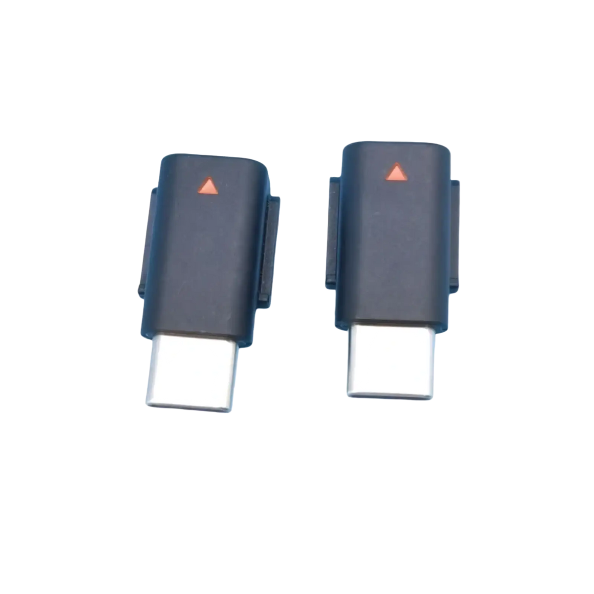 Black usb-c to usb-a adapter connectors with orange triangular indicators for dji mic mini type c phone adapter