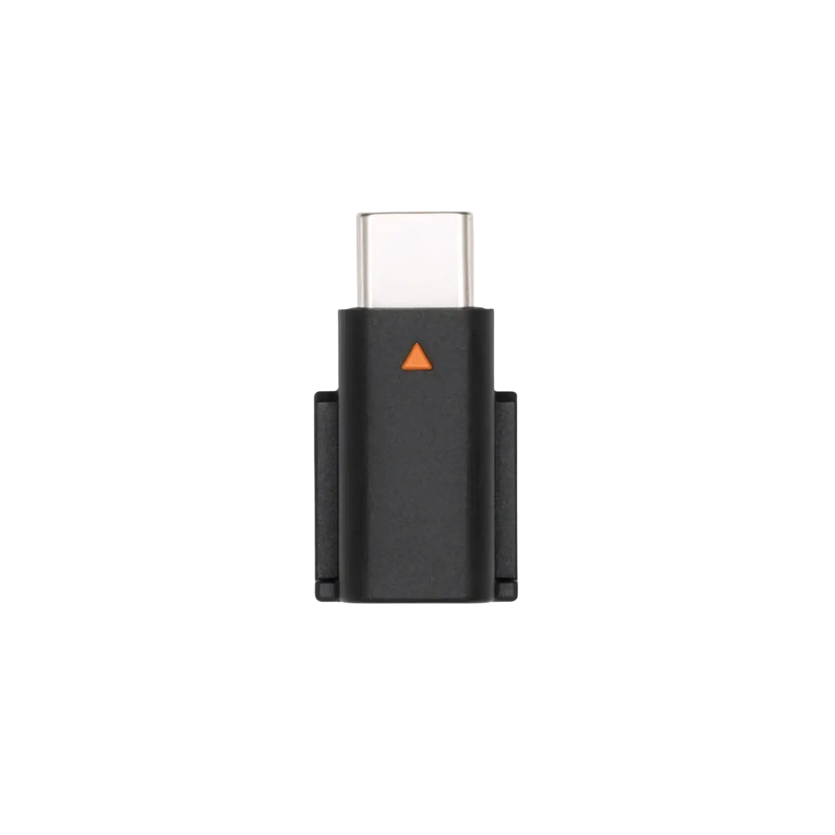 Dji mic mini type c phone adapter black usb-c to hdmi adapter with silver connector and orange triangle indicator
