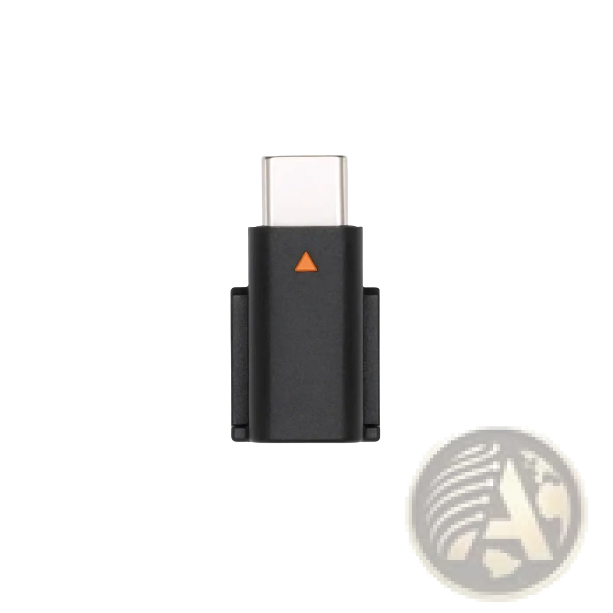 Dji mic mini type c phone adapter black usb-c to hdmi adapter with silver connector and orange triangle indicator