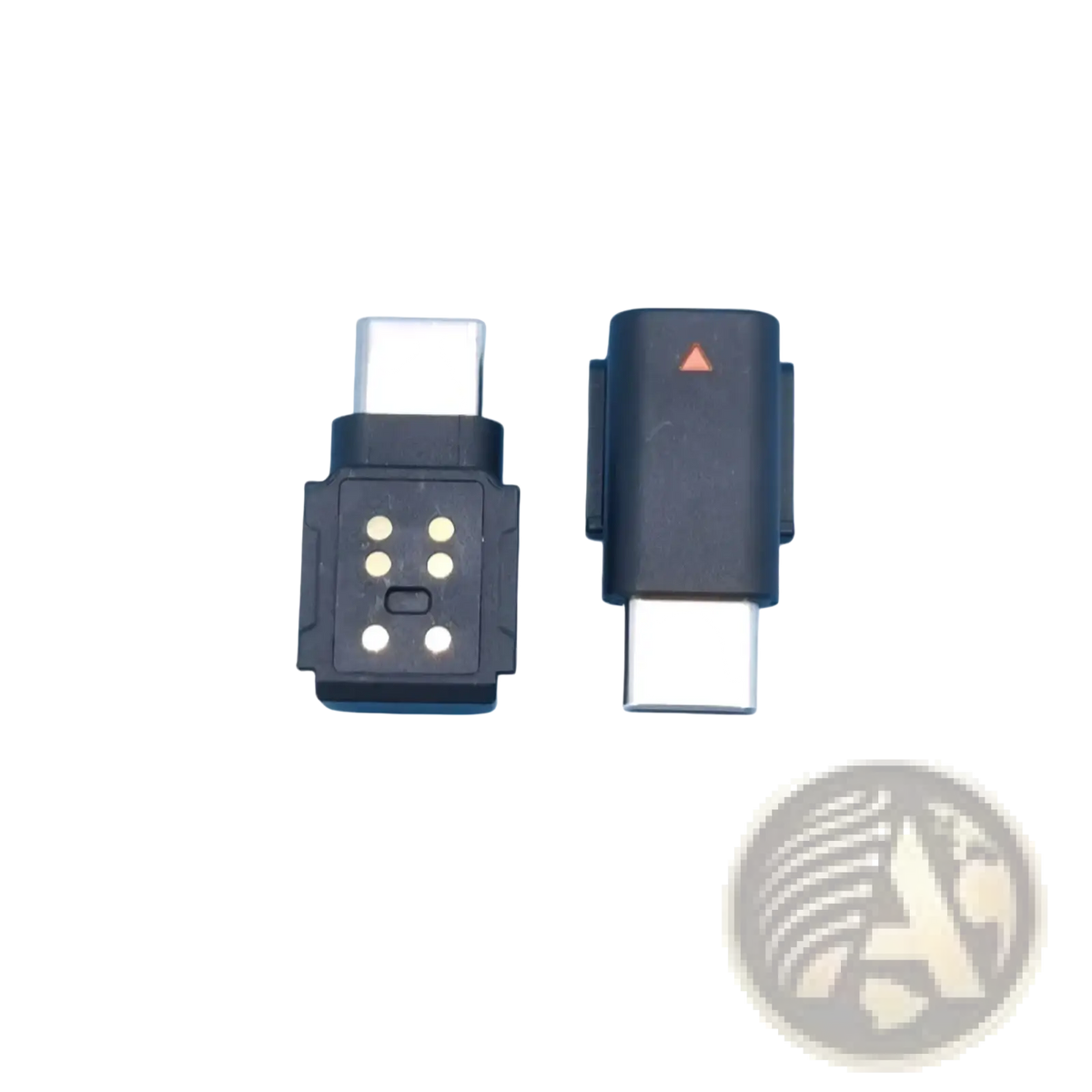 Black usb-c to usb-a adapter with matte finish and orange triangle indicator for dji mic mini type c phone adapter