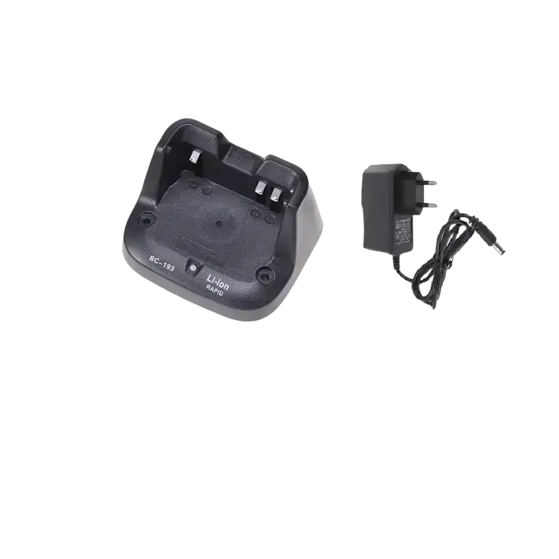 Black plastic dock charger bc-193 li-ion with power adapter for icom bp-265 li-ion battery charging use