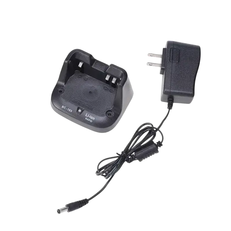 Black plastic dock charger bc-193 li-ion rapid charger and adapter set for icom bp-265 li-ion battery use