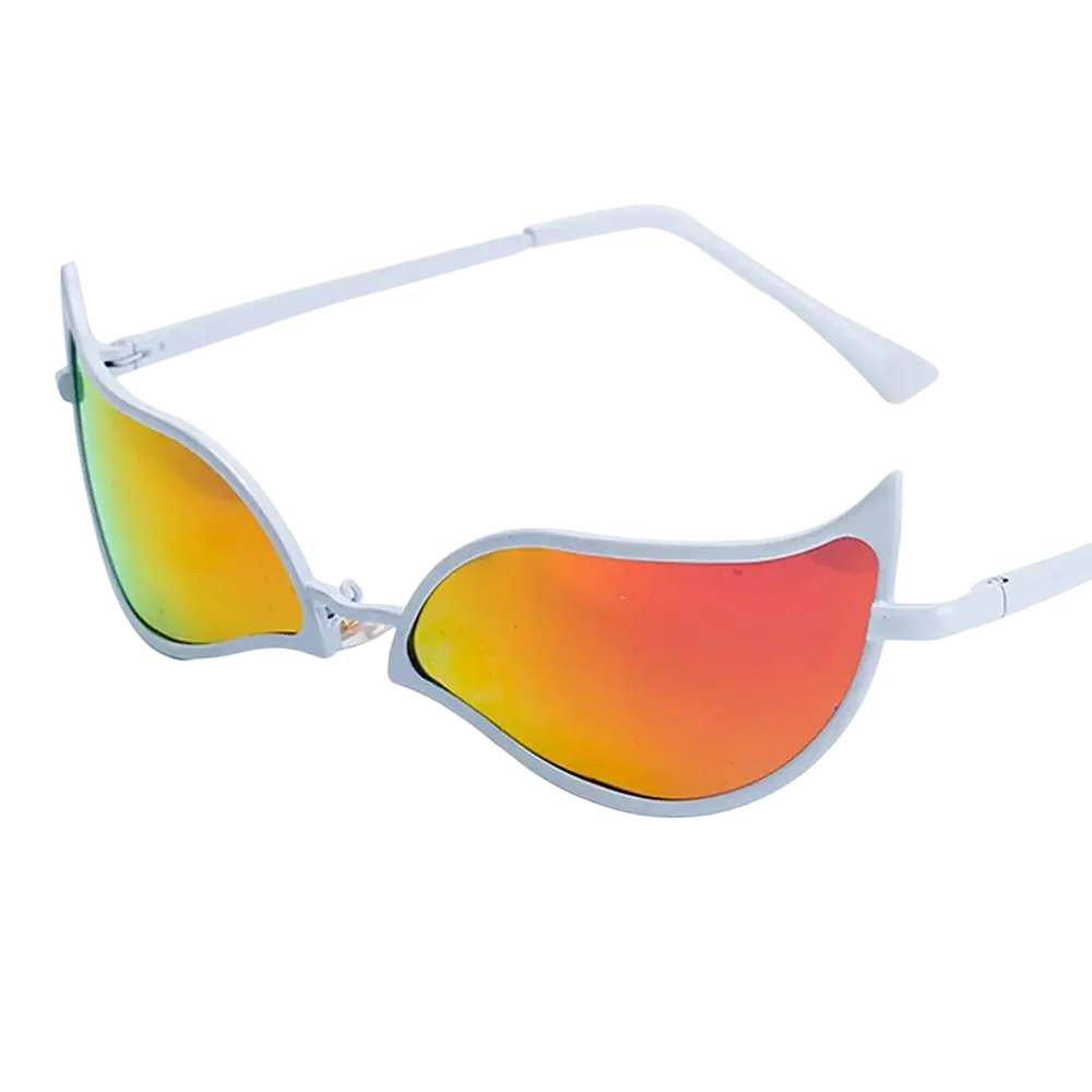 White-framed doflamingo cosplay glasses with gradient orange and yellow mirrored lenses donquixote pvc anime sunglasses