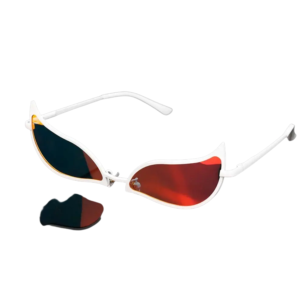 White-framed doflamingo cosplay glasses with mirrored red to blue lenses donquixote pvc anime sunglasses