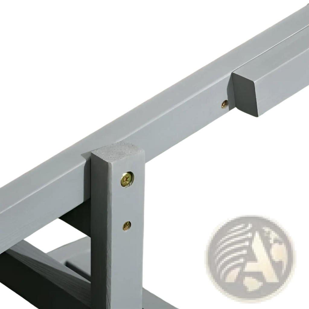 Gray metal frame dog agility seesaw with textured brown cork surface for training equipment use