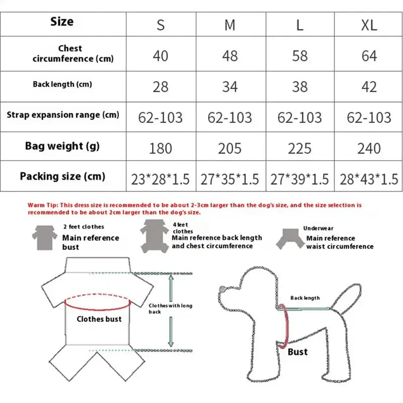 Size chart for dog carrier backpack front mesh travel bag showing pet dog carrier measurements in centimeters s to xl