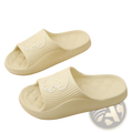 Cream-colored rubber dog cartoon slide sandals with non slip eva sole featuring a white cartoon character design