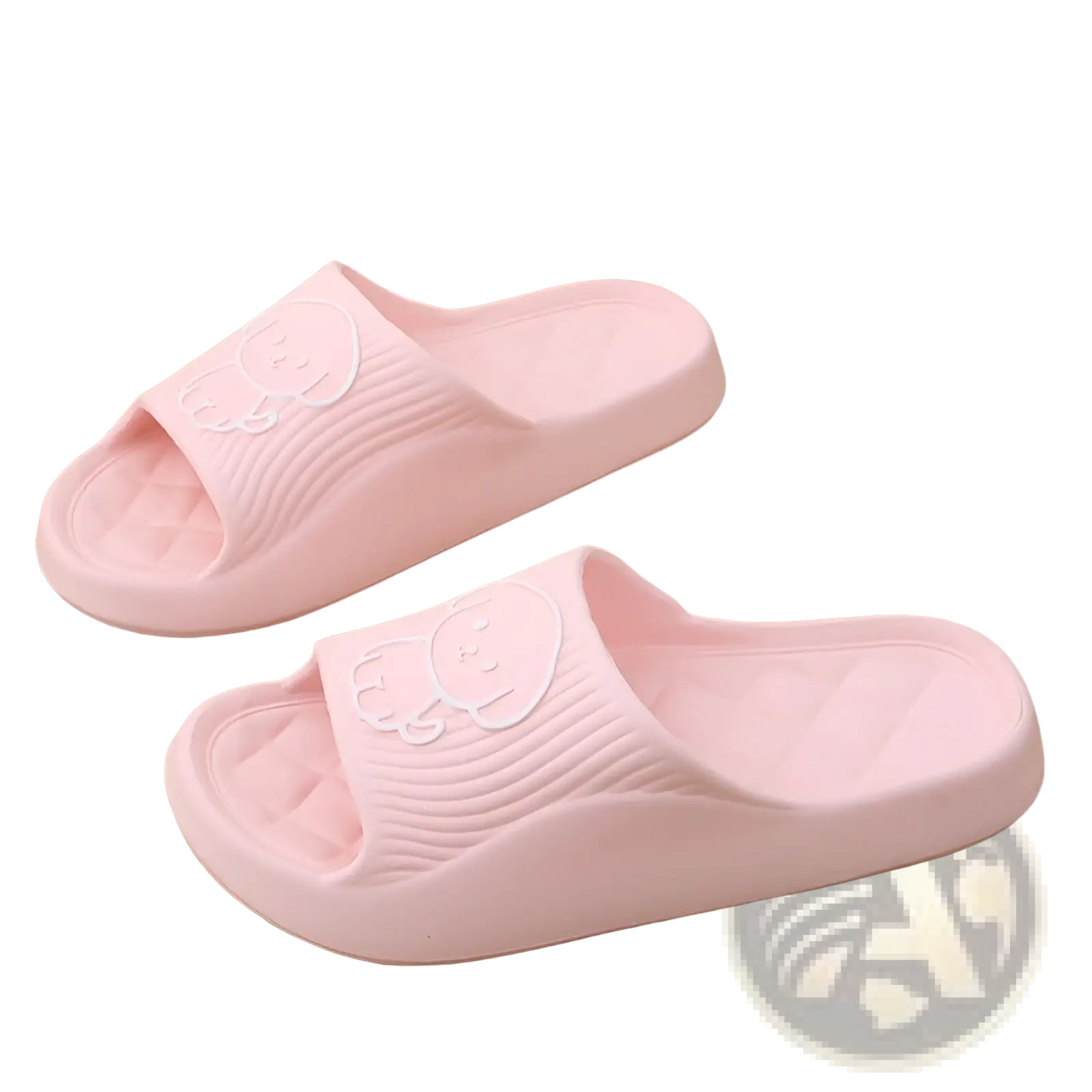 Pink rubber dog cartoon slide sandals with white cartoon face design non slip eva house shoes