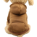 Brown plush dog hoodie with soft fuzzy texture and ribbed cuffs from dog clothes winter fleece hoodie with pocket
