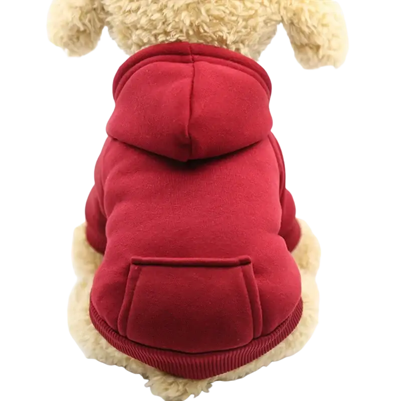 Red hooded fleece hoodie with pocket for plush teddy bear dog clothes suitable for china post registered air mail delivery