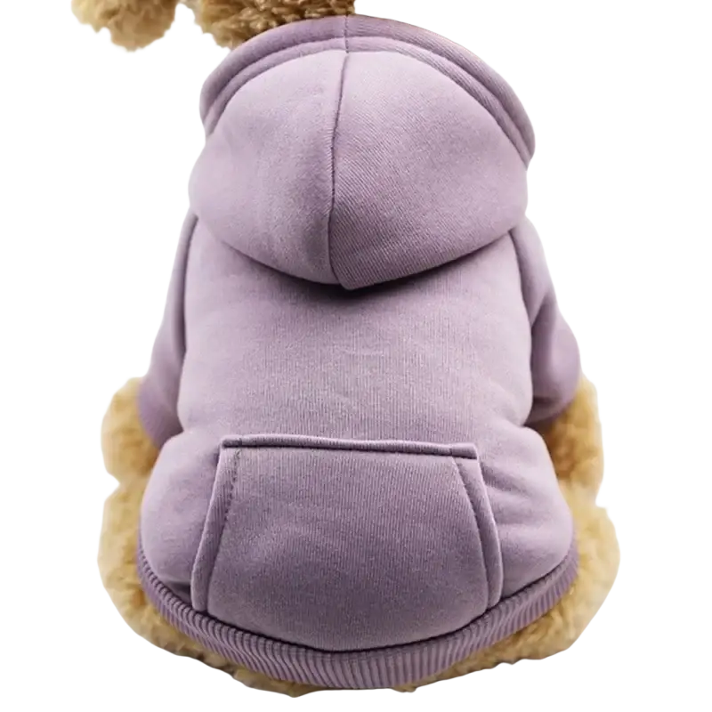 A soft lavender fleece dog clothes winter hoodie with pocket designed for plush teddy bear shipped via china post registered air mail