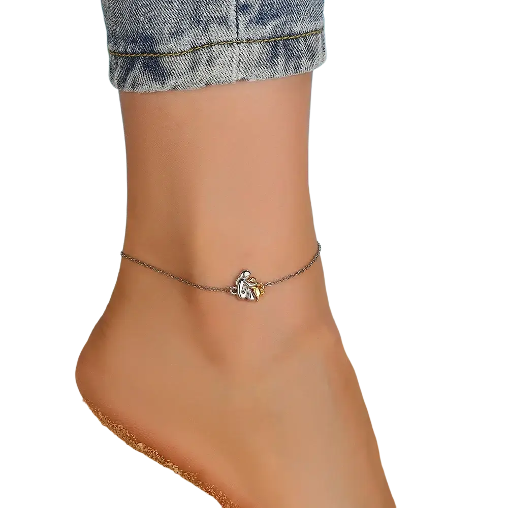 A delicate silver dog necklace cute featuring a small bee charm with gold accents perfect for girl puppy pendants