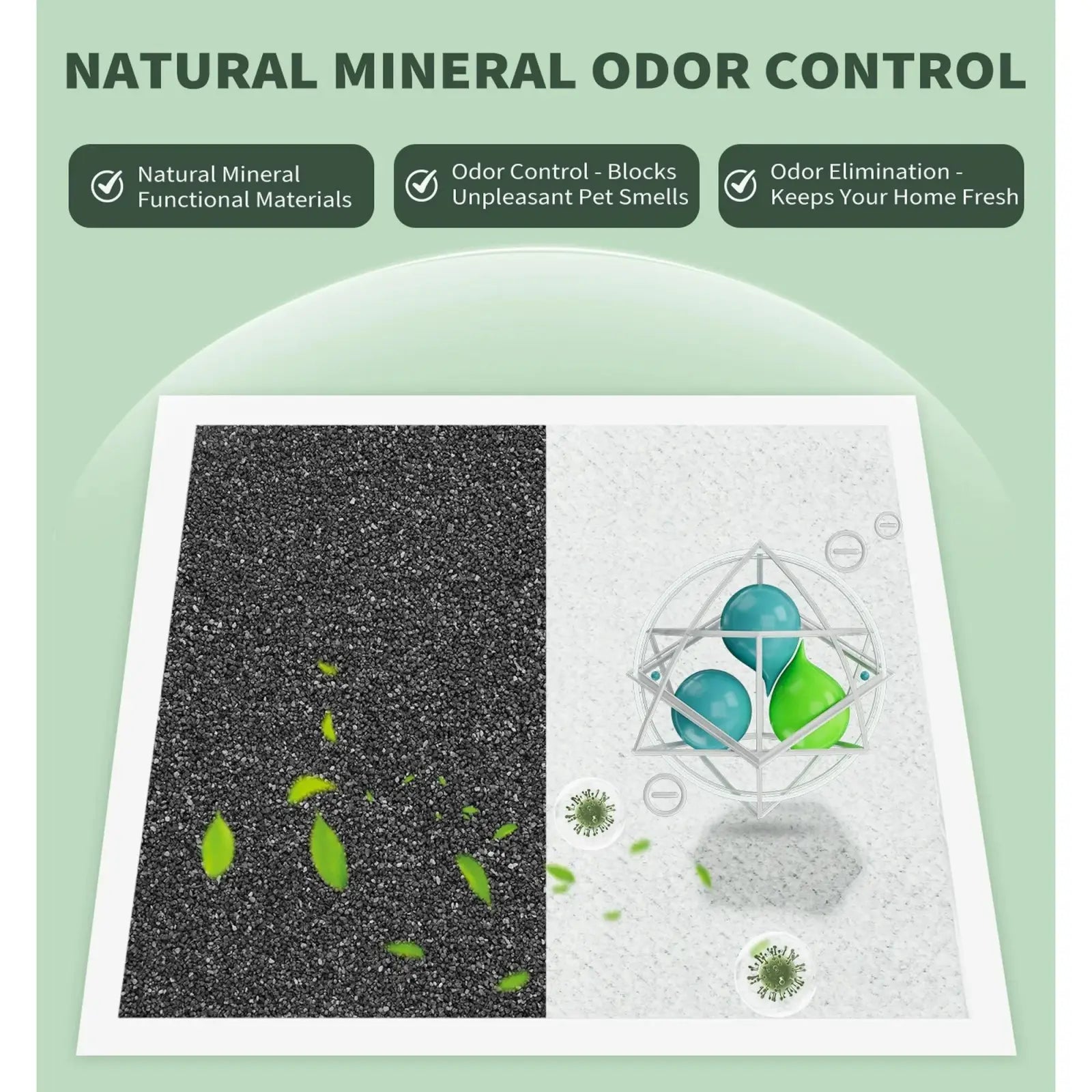 Black granular natural mineral odor control product for dog pee pads 100 pack to eliminate pet smell and maintain home freshness