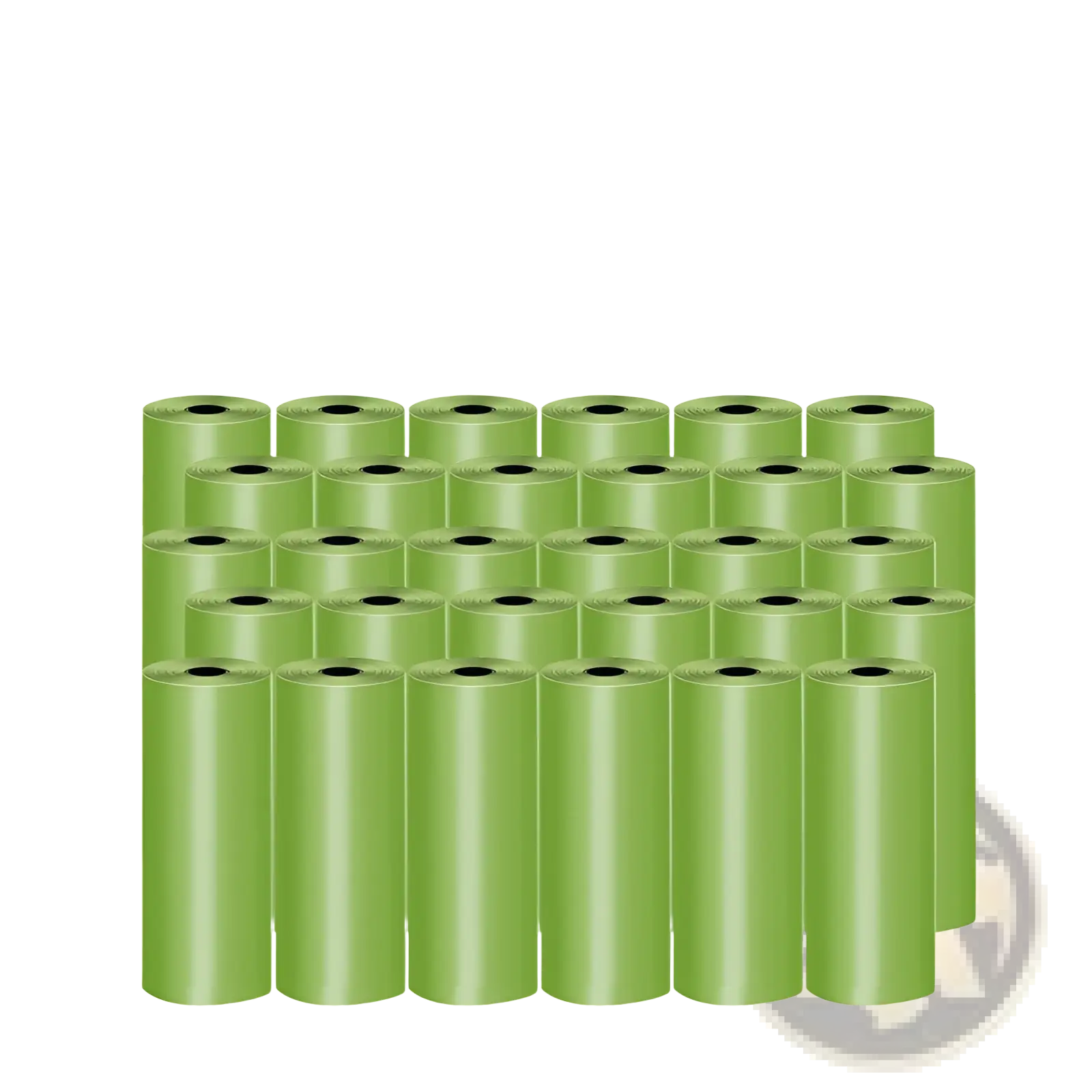 Thirty rolls of green glossy plastic dog poop waste bags for dispenser and outdoor use