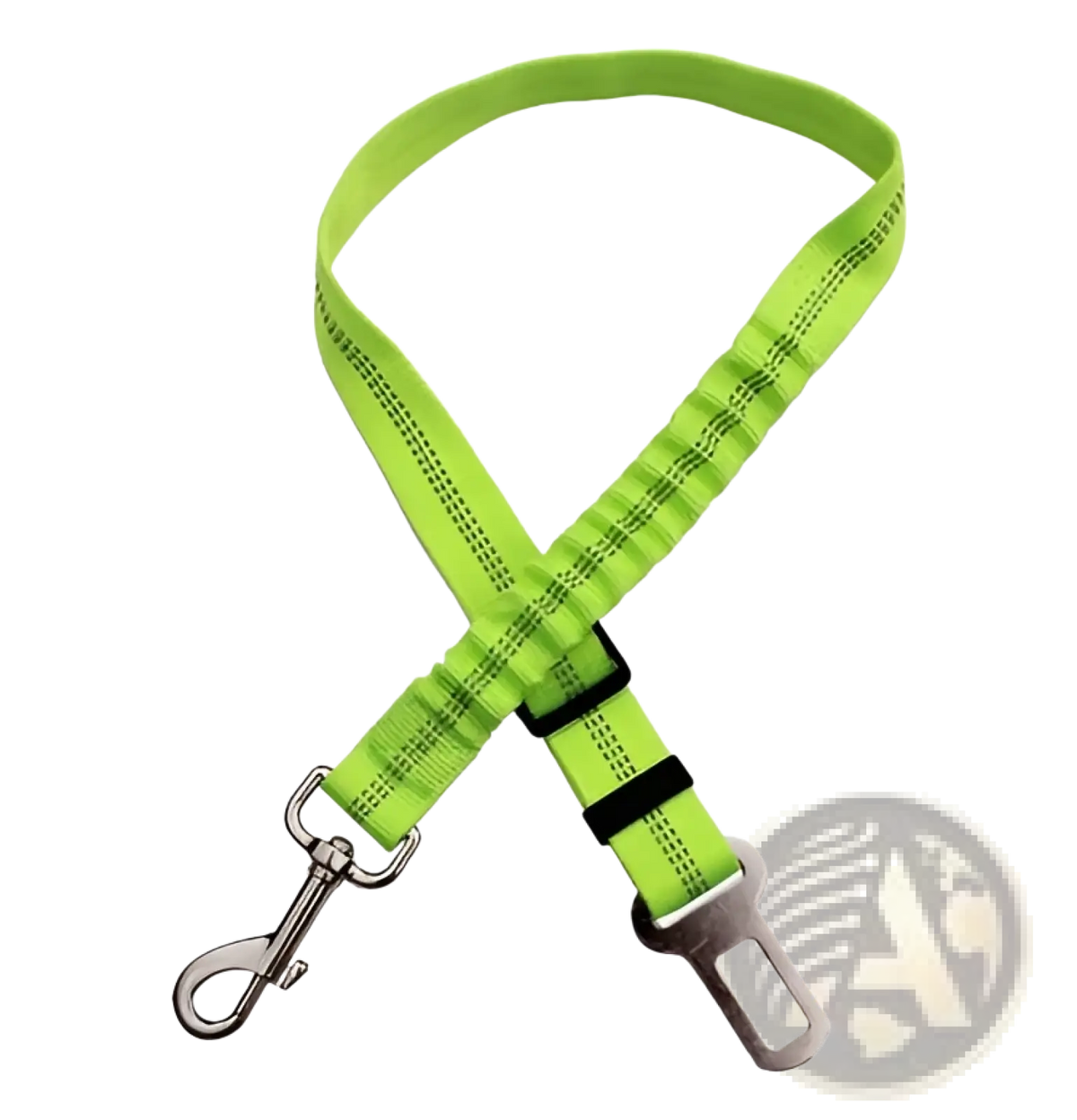 Bright lime green dog seat belt elastic reflective safety harness lead with metal hooks for secure car travel