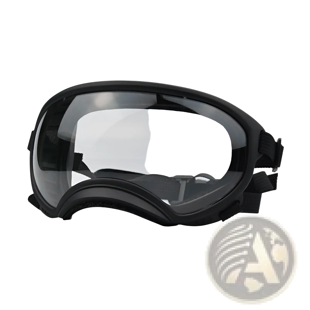 Black dog ski goggles with clear wide lens and adjustable straps windproof anti fog pet eyewear