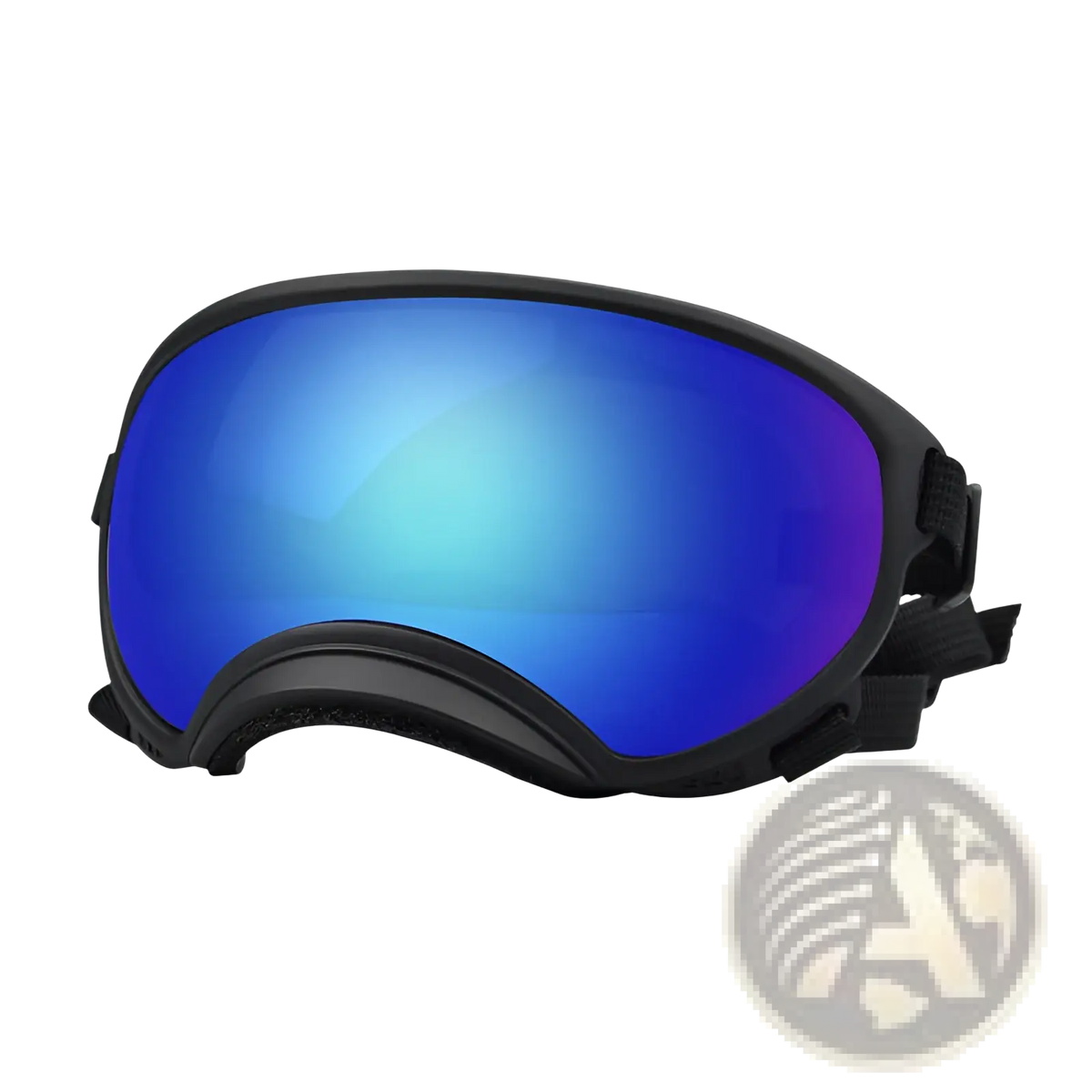Black dog ski goggles with reflective blue and purple gradient lens windproof and anti fog pet eyewear