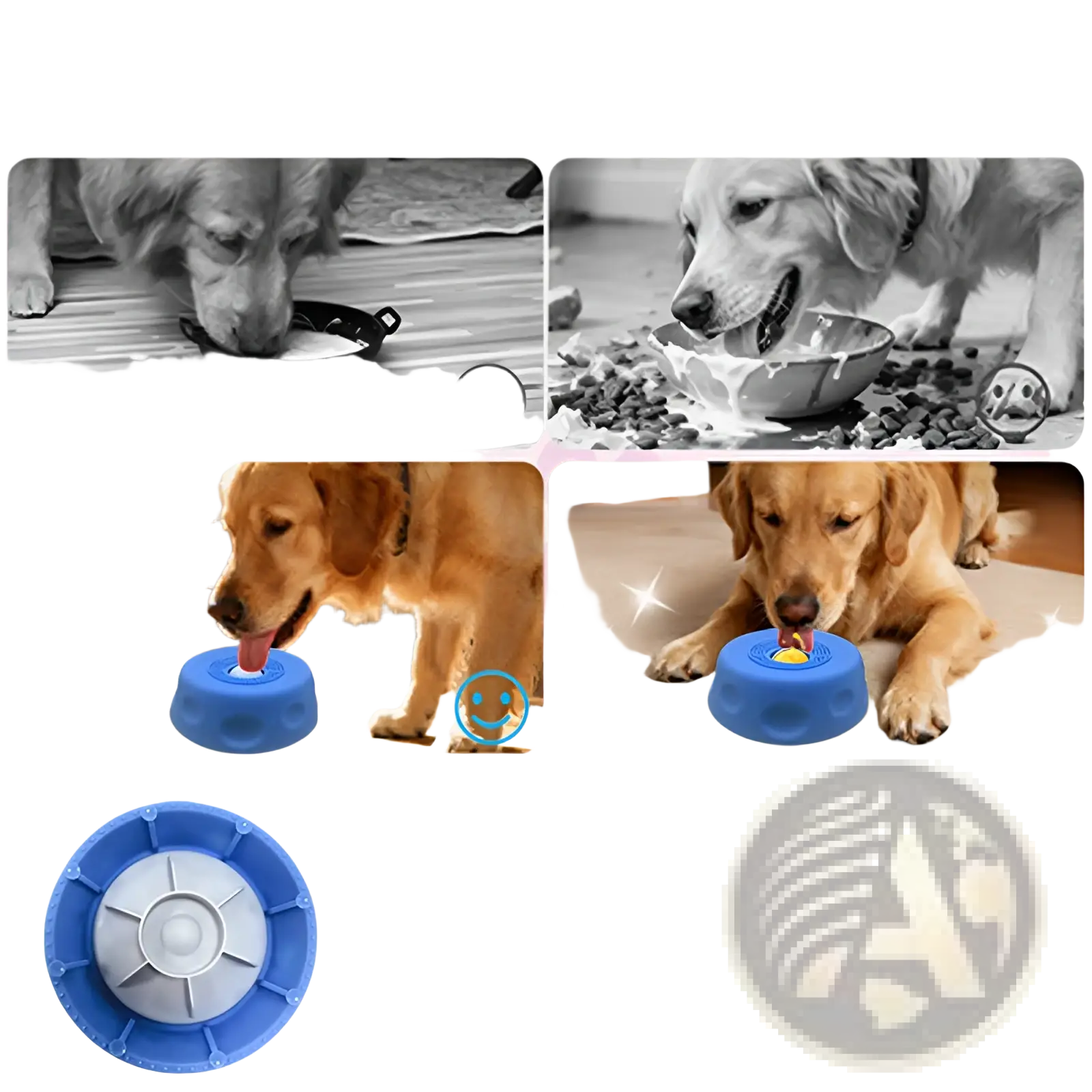 Blue plastic dog slow feeder with fixed small suction cup base silicone licking bowl pet mat for feeding