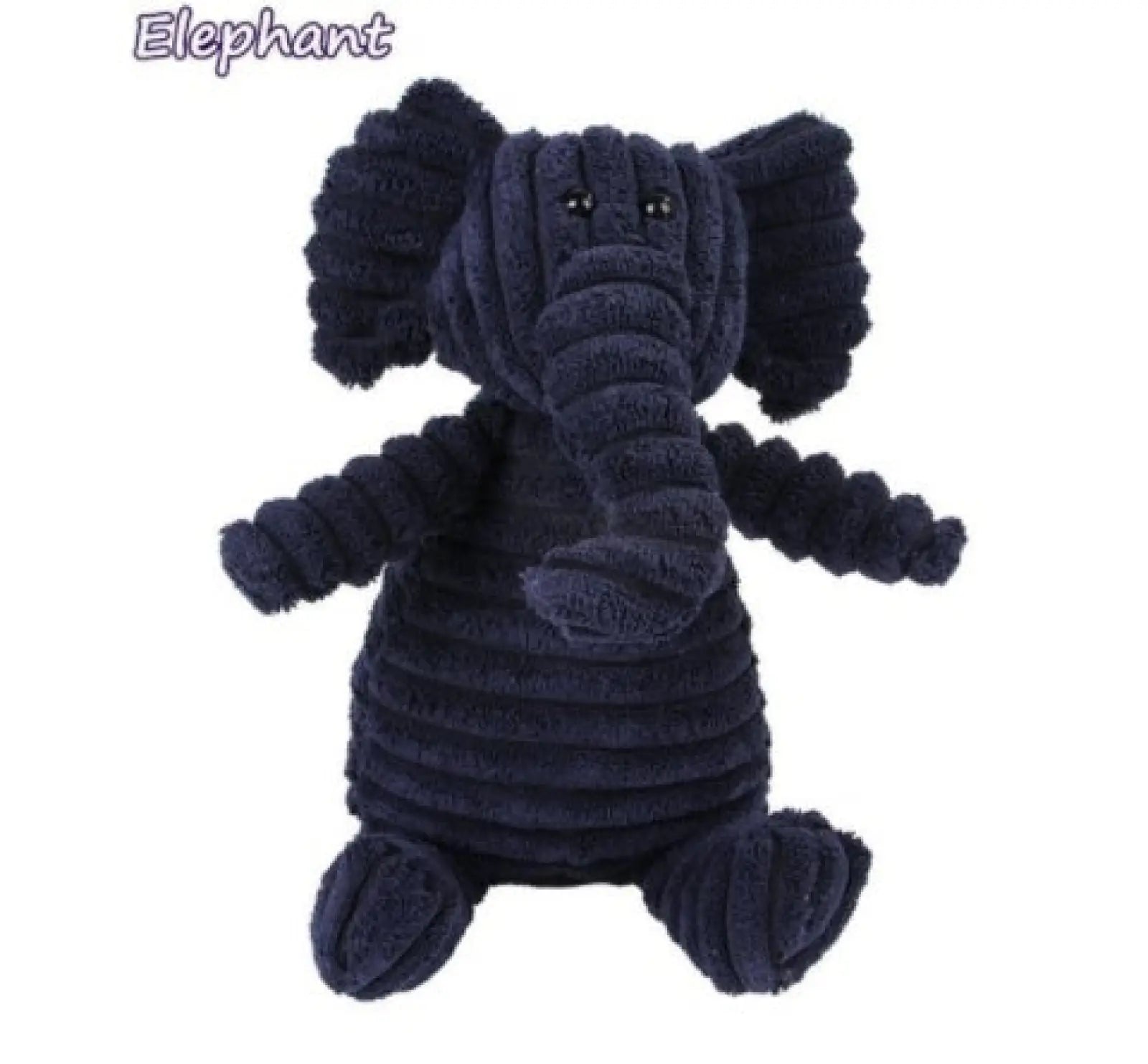 Navy blue corduroy elephant dog squeaky toy molar plush designed for pets chew and play