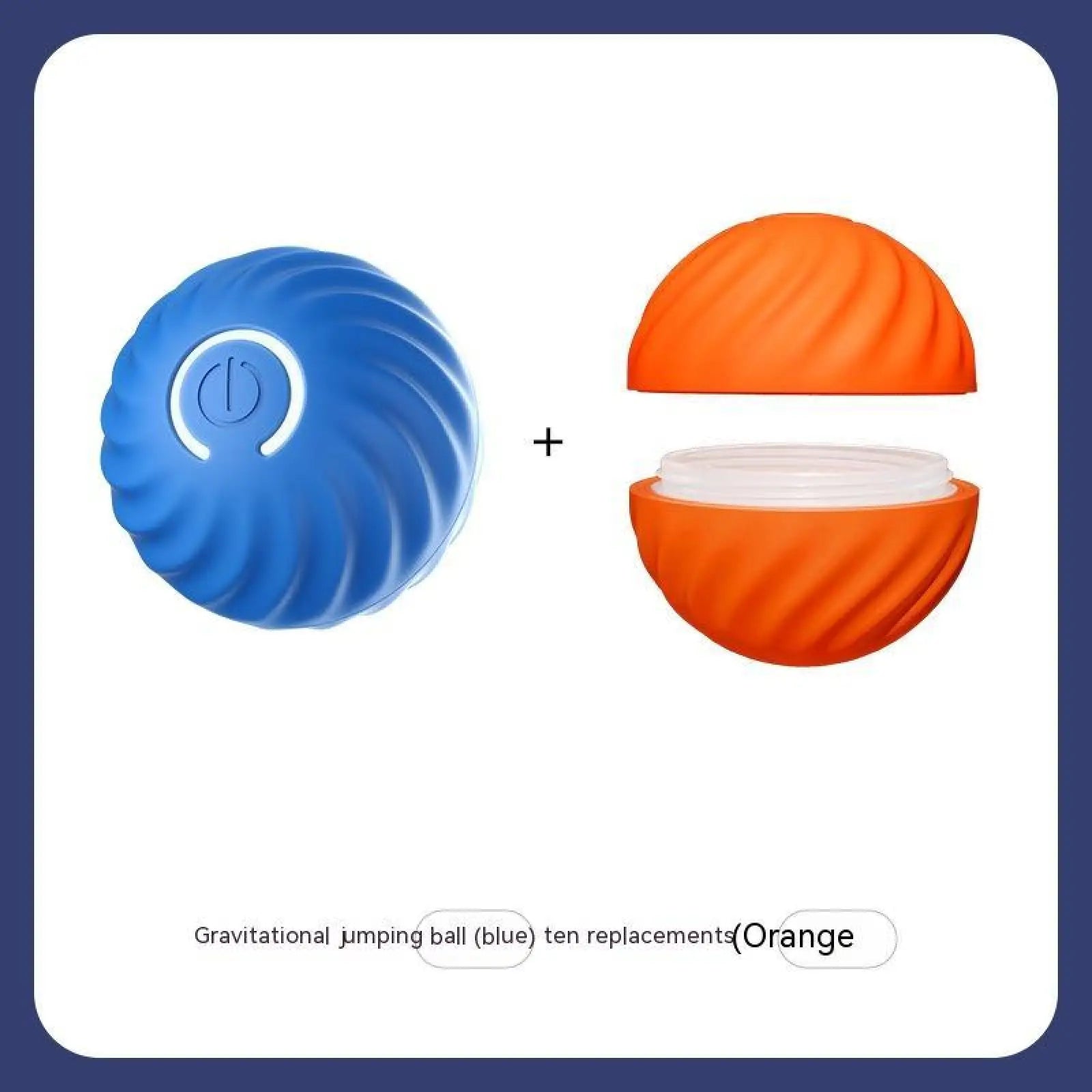 Blue and orange rubber dog toy balls for aggressive chewers with textured surface and inner compartment for training