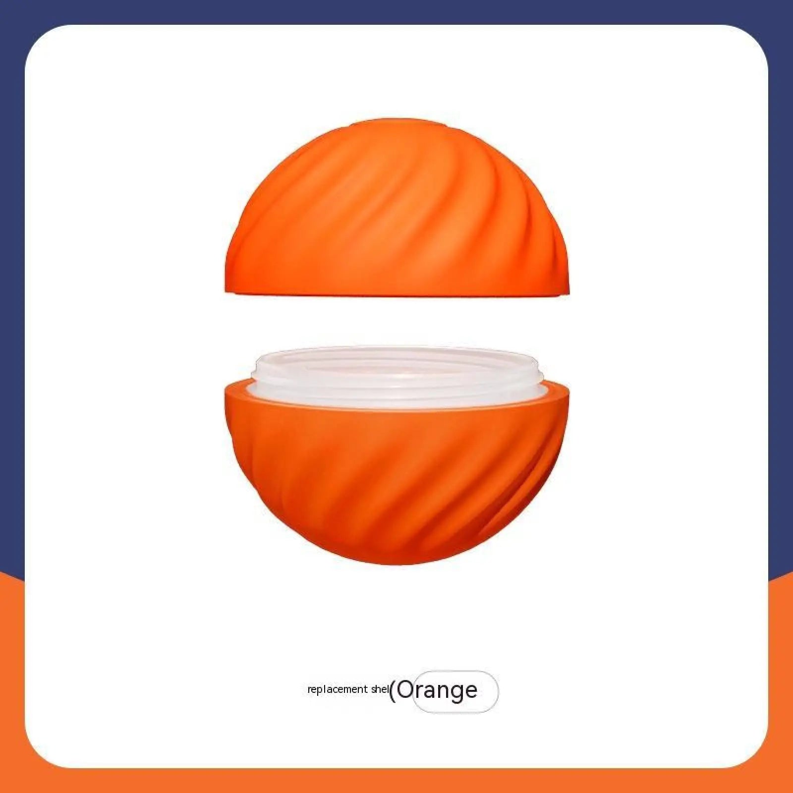 Orange textured rubber replacement shell for spherical dog toy ball designed for aggressive chewers training use
