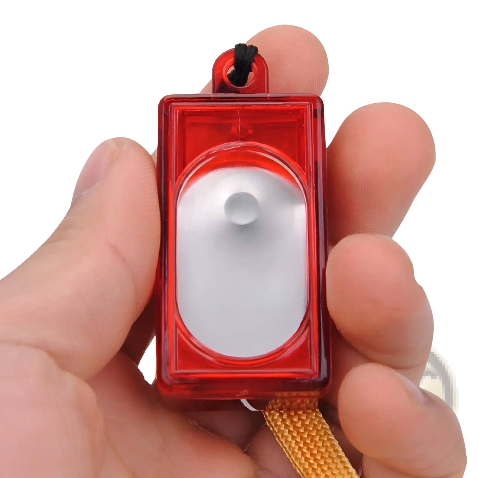 Dog training clicker square pet trainer red tool with red translucent plastic keychain flashlight and black cord loop