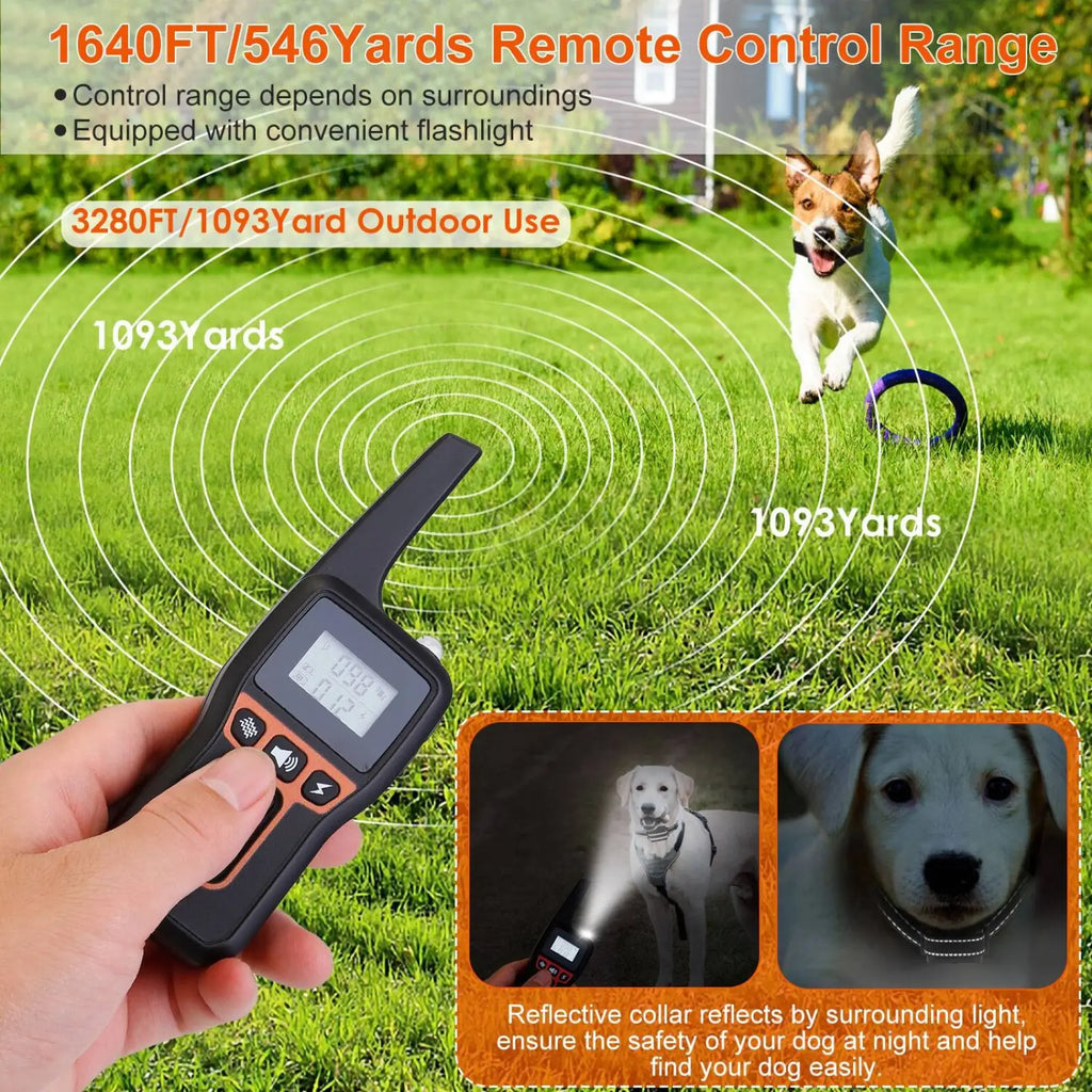 Black and orange dog training collar remote control with digital display waterproof shock system 3280ft range