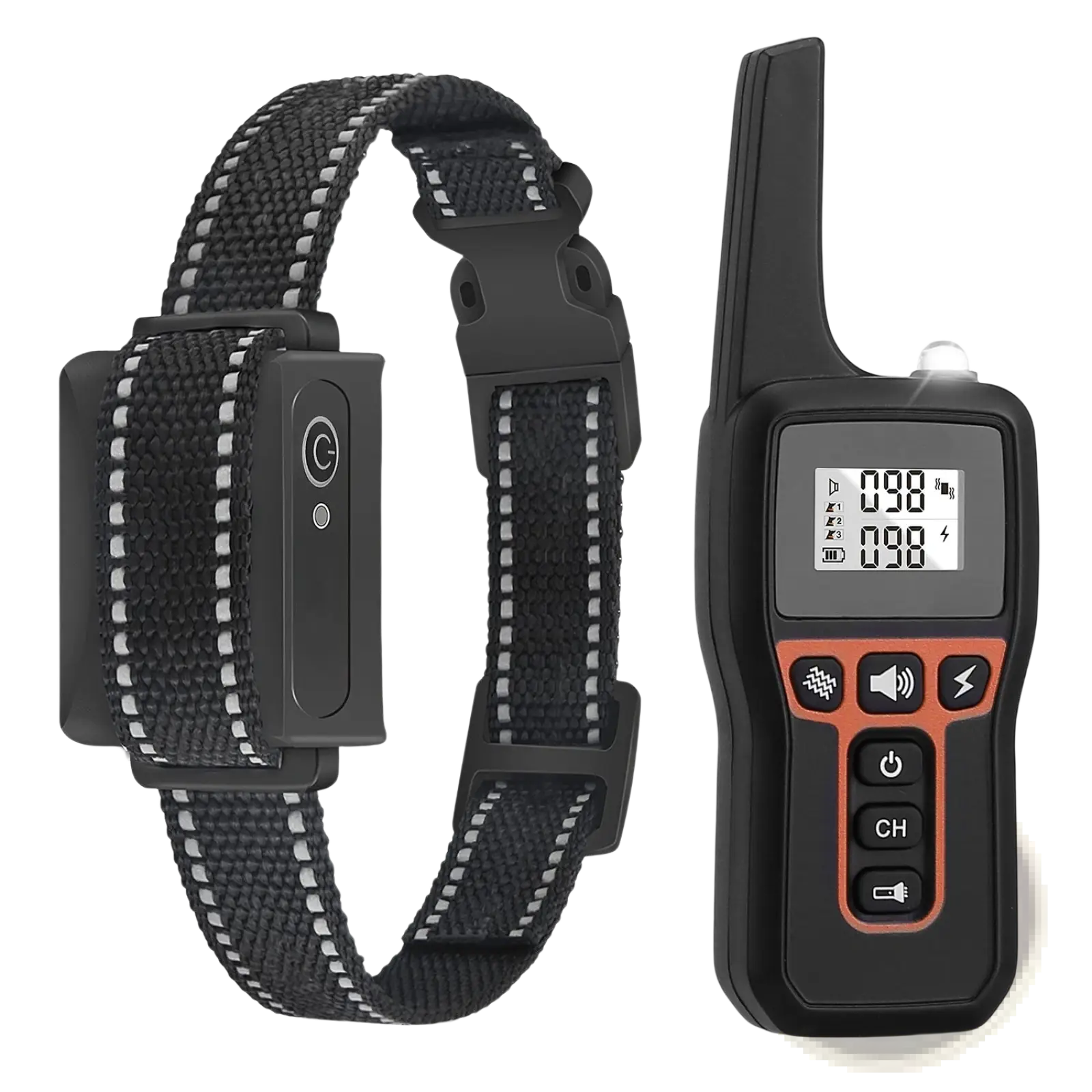 Black and orange wireless dog training collar system with digital remote control for 3280ft waterproof shock training