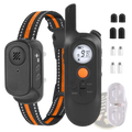 Black and orange dog training collar with waterproof remote control featuring voice record and 984ft range