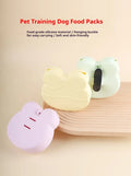 Pastel-colored silicone dog treat pouch training bags shaped like animal faces with hanging buckles and clips
