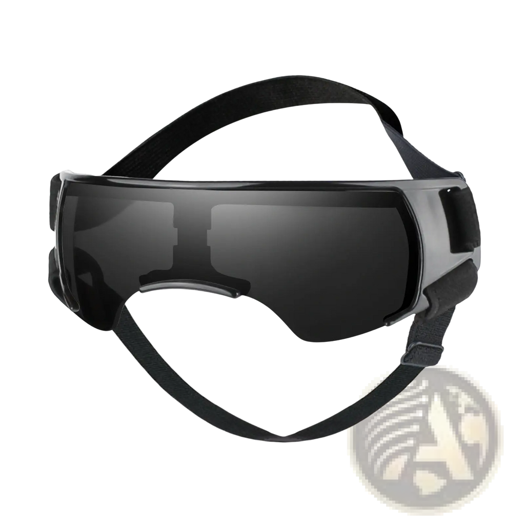 Black dog uv protection goggles with sleek matte frame and adjustable elastic straps for comfortable fit