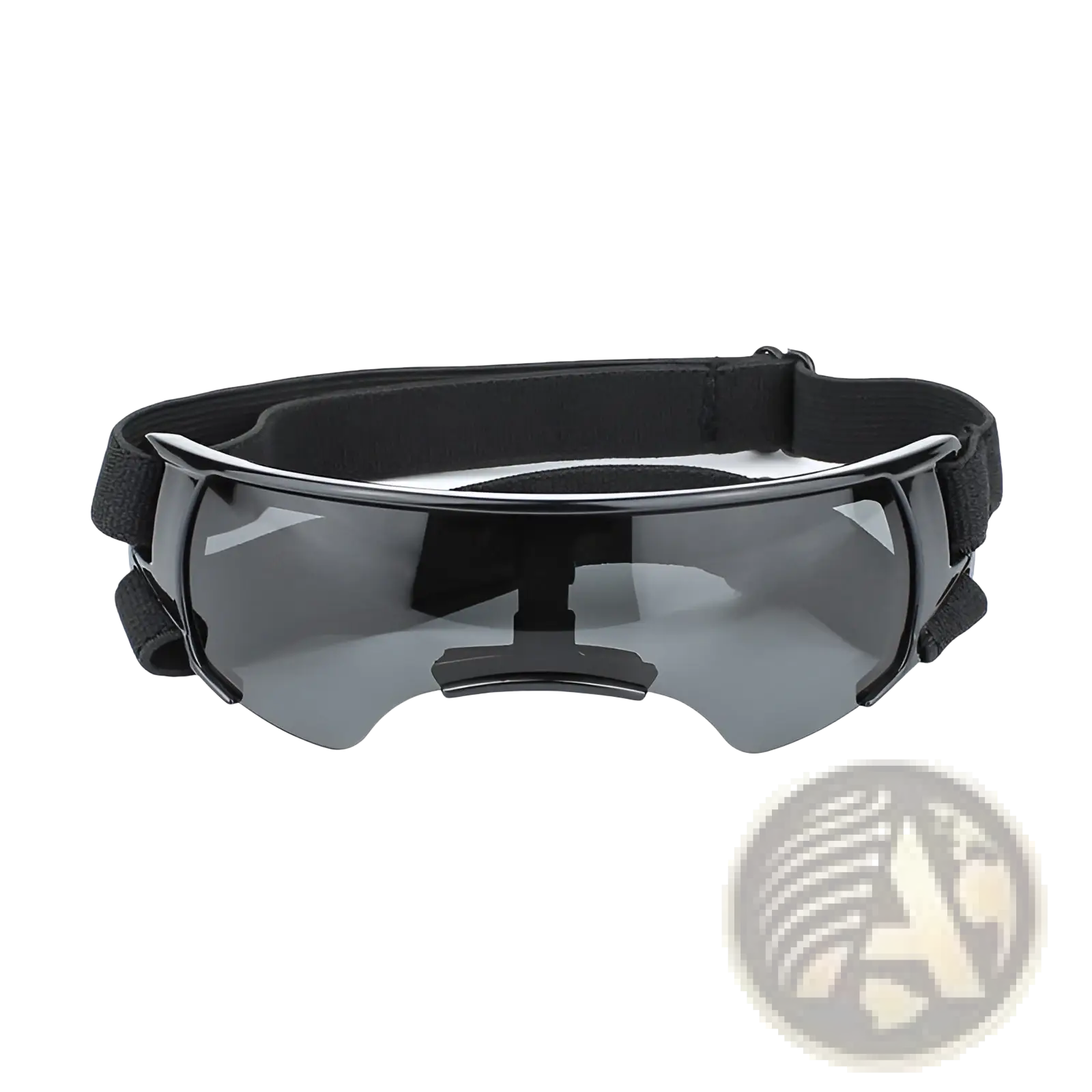 Black matte dog UV protection goggles with dark gray tinted lenses for outdoor eye safety and durability