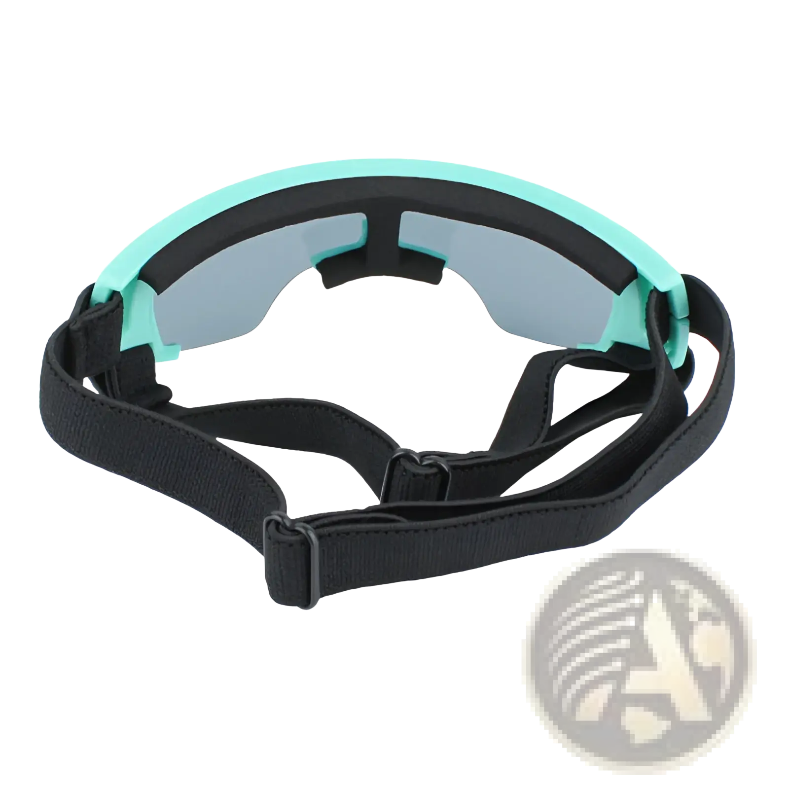 Dog uv protection goggles in teal and black with gray-tinted lenses designed for outdoor pet eye safety