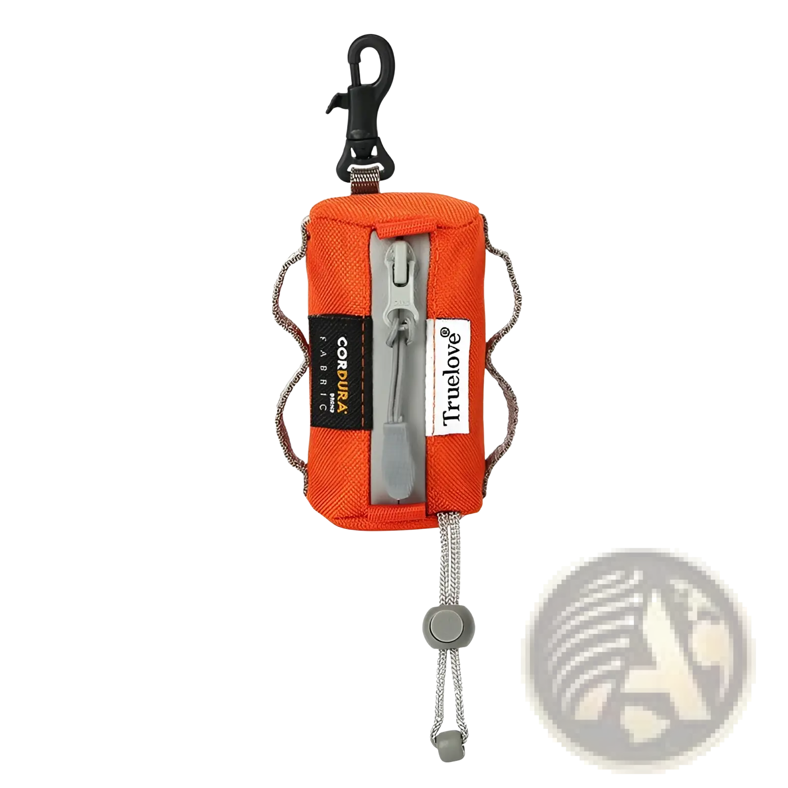 Orange truelove corpur durable fabric dog waste bag holder pouch with gray zipper and adjustable strap for pet use
