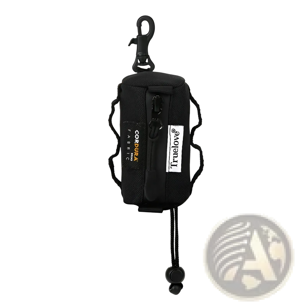 Black truelove durable dog waste bag holder pouch made of fabric with zipper closure adjustable straps and carabiner clip