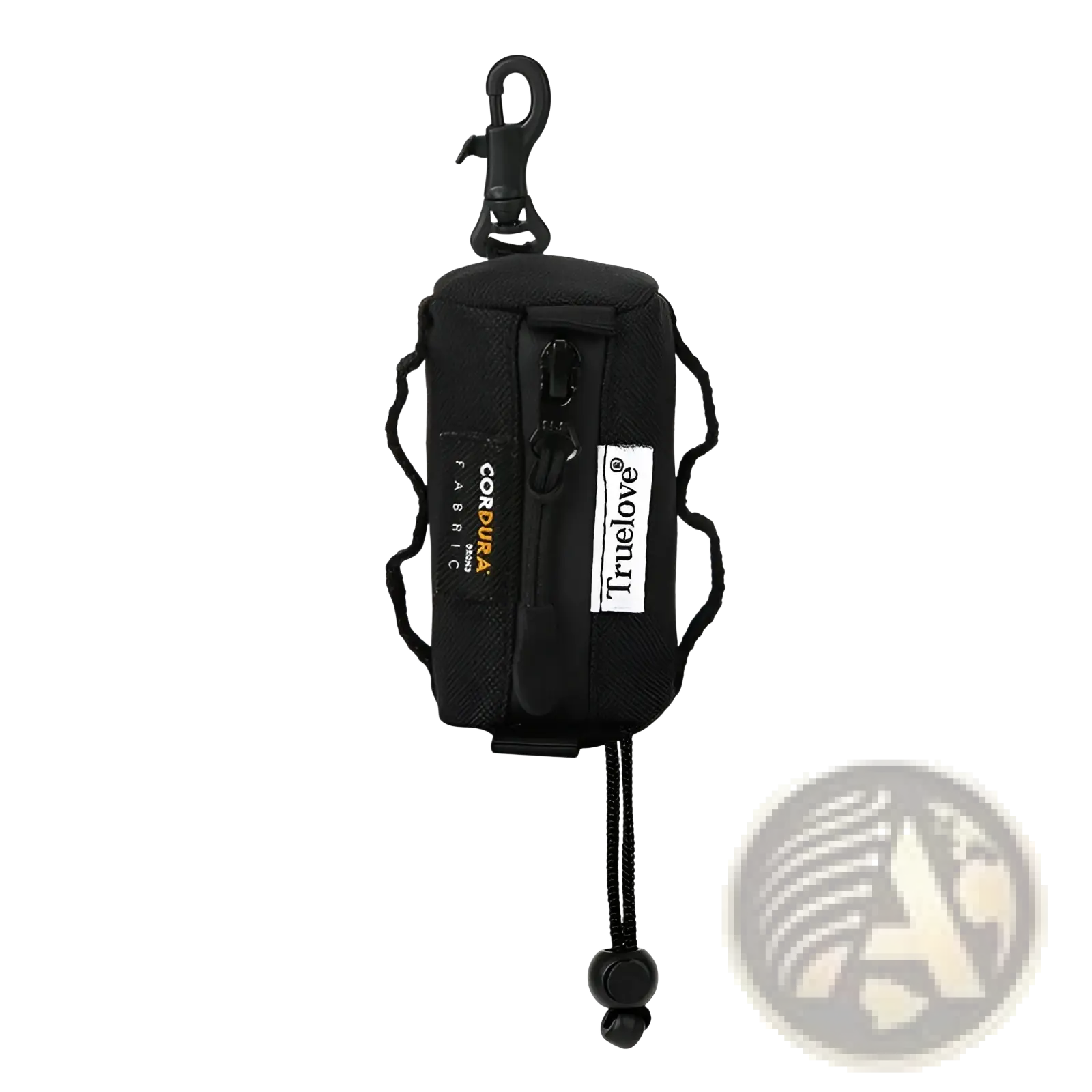Black truelove durable dog waste bag holder pouch made of fabric with zipper closure adjustable straps and carabiner clip