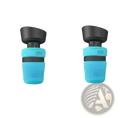 Turquoise silicone water-saving faucet aerator with black plastic top for dog water bottle foldable travel dispenser bowl