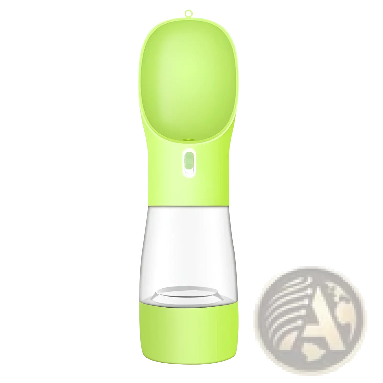 Dog water bottle portable travel feeder bowl 458ml lime green and transparent plastic with spout for easy drinking
